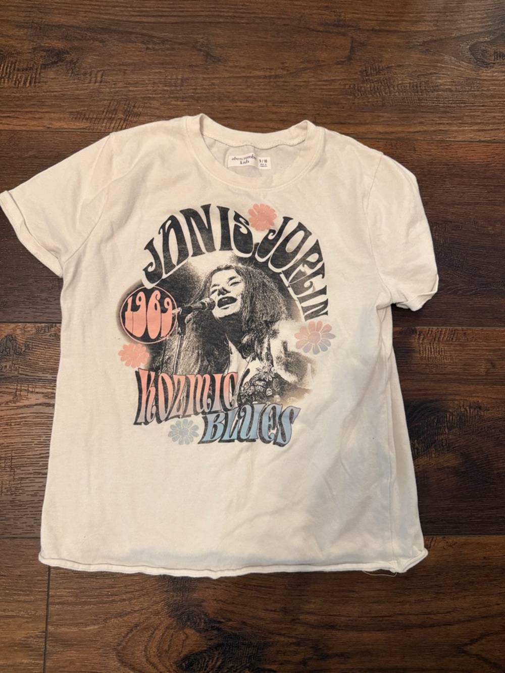 abercrombie kids White Graphic Tee with Pink Flower